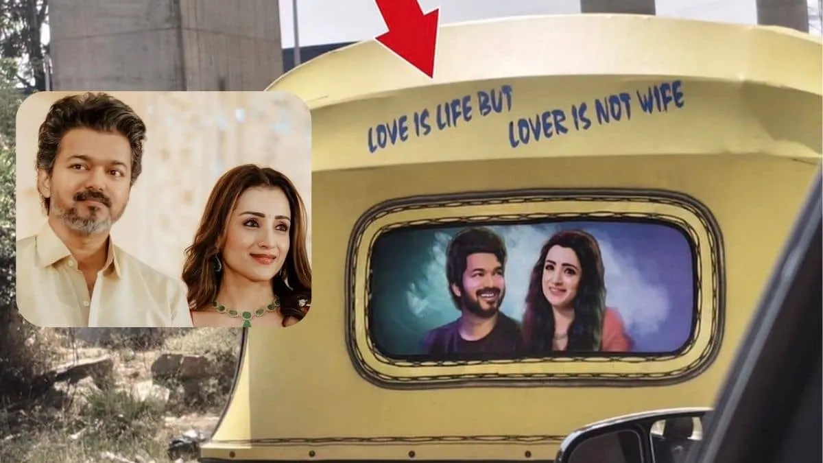 Bengaluru auto driver turns Vijay Trisha poster savage line goes viral ahead of swearing in