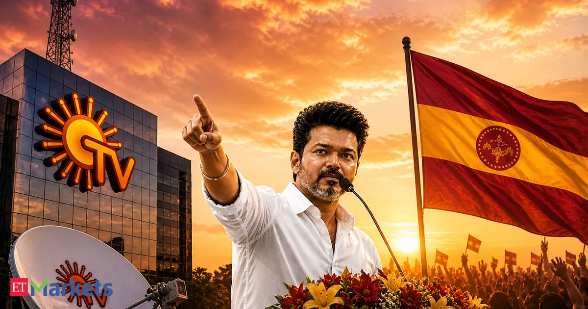 Sun TV shares plunge after TVK surge to 108 seats threatens Tamil Nadu power map