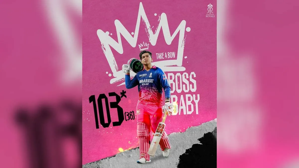 15 Year Old Vaibhav Sooryavanshi Hits 100 in 36 Balls Third Fastest IPL Century