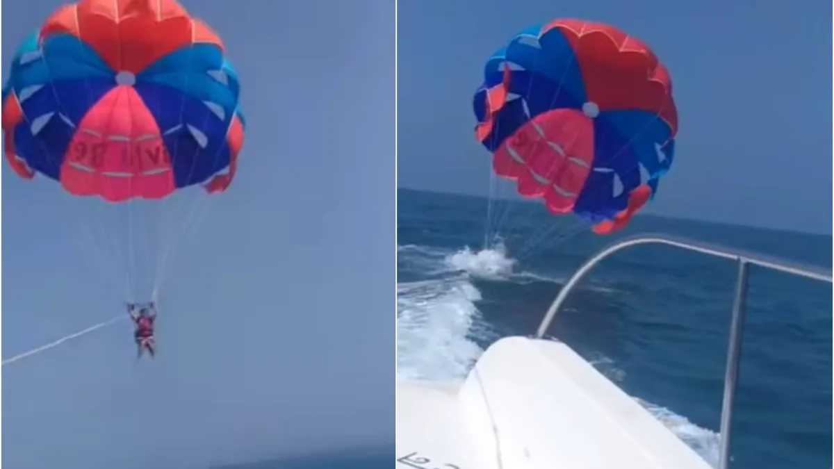 Goa parasailing panic as rope tightens around woman's neck in terrifying viral video