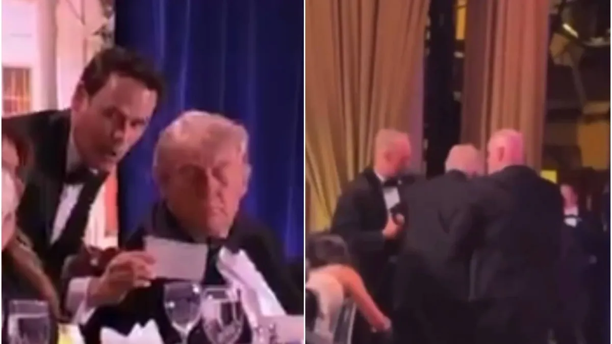 Trump stumbles and falls as gunshots erupt at White House Correspondents gala shocking video