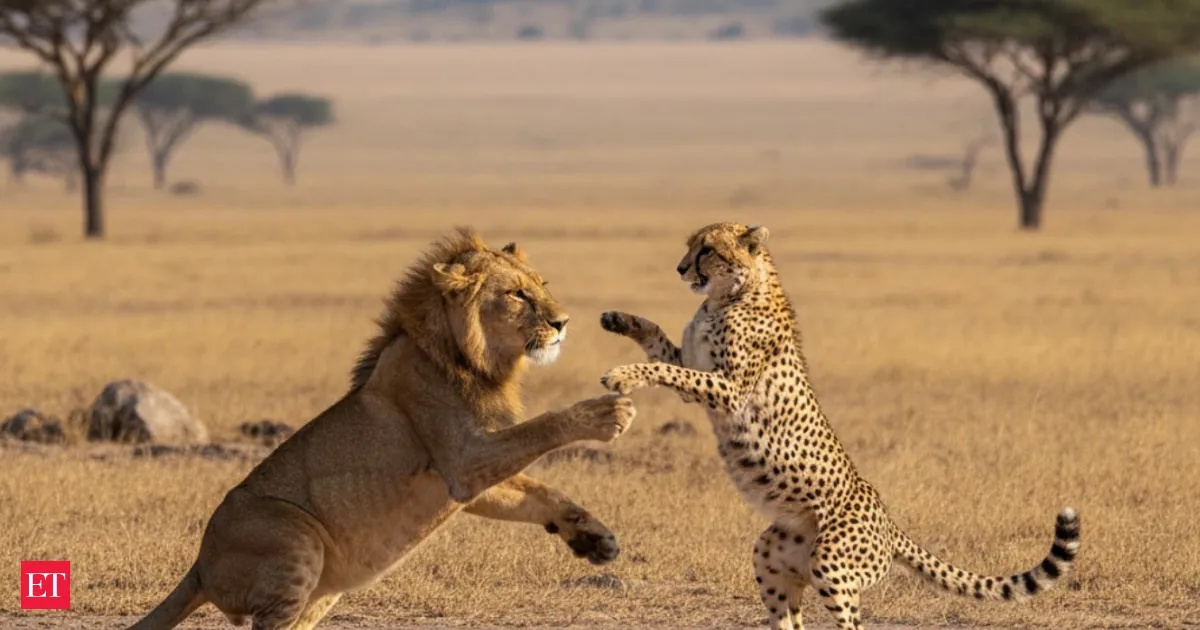 Lions and Cheetahs Coexist in Peace, Even Playing Together in Surprising Footage