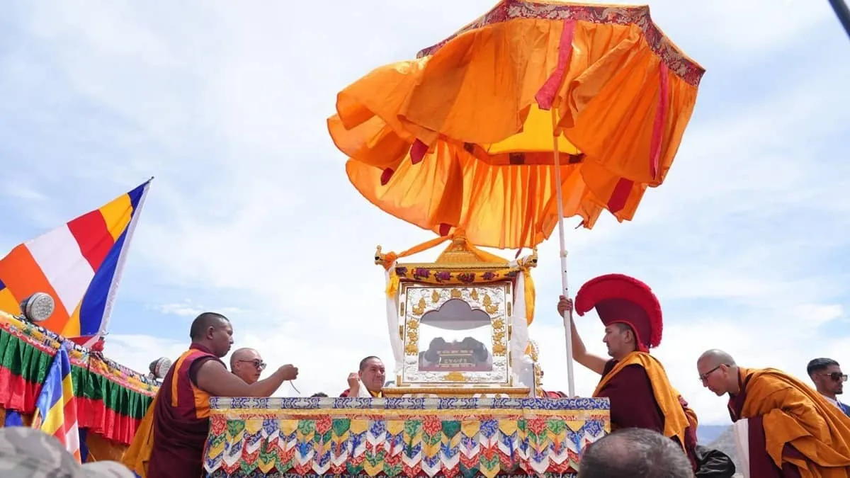 Buddha relics arrive in Leh as rain clears for a grand procession of thousands