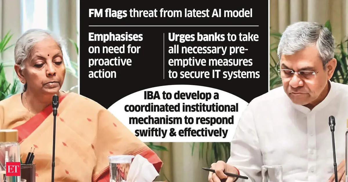 Sitharaman meets bankers to speed up AI threat intel sharing for Claude Mythos risk