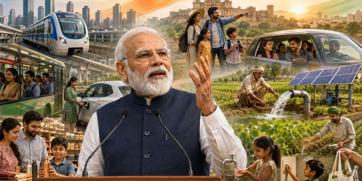 Modi’s 7-point appeal asks Indians to change daily habits and spending to strengthen Viksit Bharat