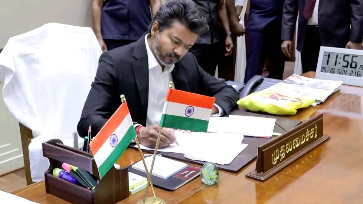 Vijay becomes Tamil Nadu CM and signs first orders including free 200 units of power