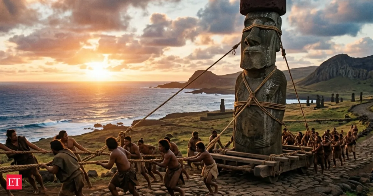 Moai statues may have walked upright across Easter Island researchers claim