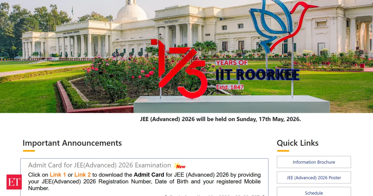 JEE Advanced 2026 admit card out today here is the direct download link and entry rules