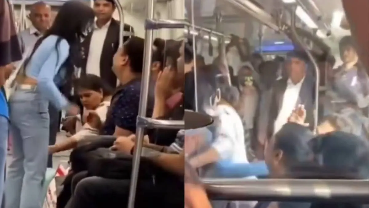Delhi Metro Seat Fight Turns Violent Woman Slaps Man as Video Goes Viral