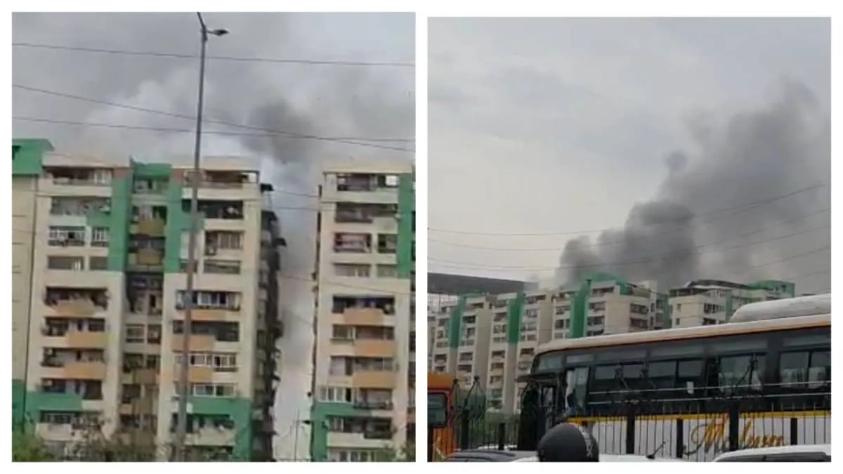 Massive fire erupts at Ghaziabad Gaur Green Avenue panic spreads as tenders rush in