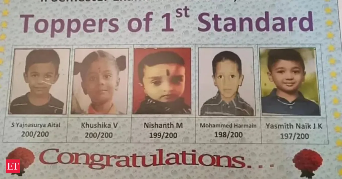 Karnataka Class 1 toppers chart goes viral as near perfect scores spark fears of early pressure