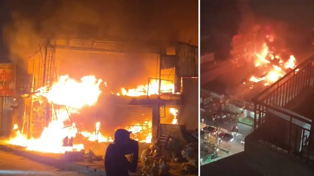 Massive Shahberi furniture market fire in Greater Noida sparks ten fire tenders and eight shops damaged