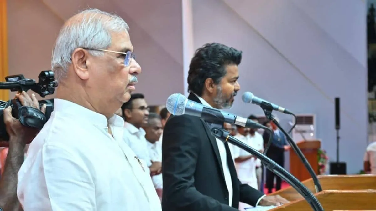Vijay Swearing In Row Over Song Order Vande Mataram Ahead of Tamil Anthem Triggers Opposition Clash