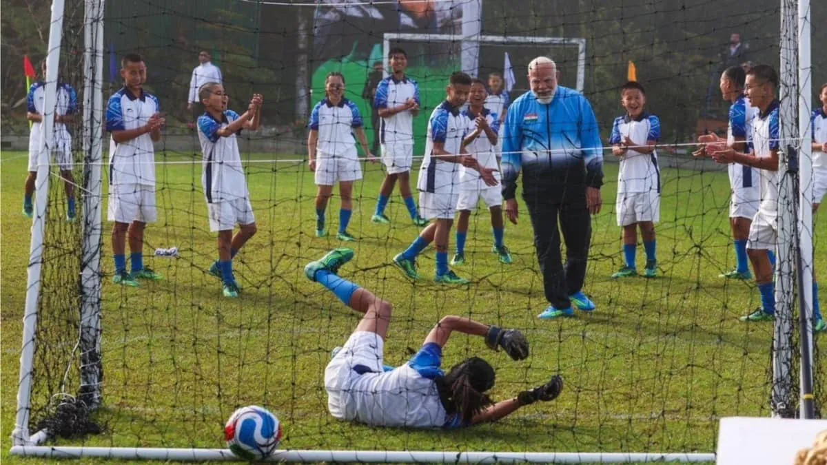 Modi Scores Big Moments In Gangtok Playing Football With Youngsters