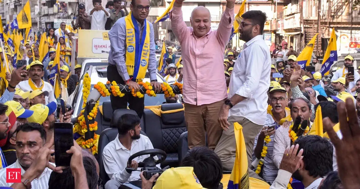 AAP storms Gujarat local polls wins first Narmada district panchayat and 12 taluka seats