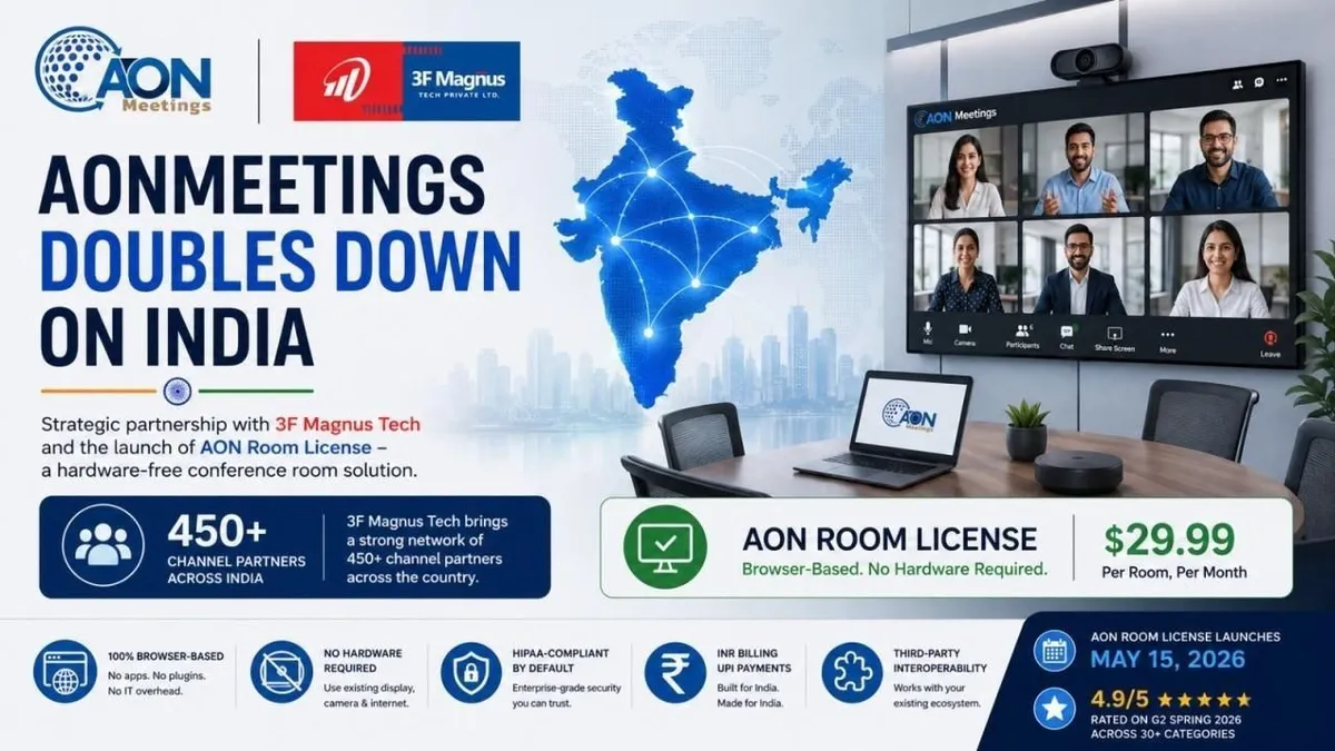 AONMeetings expands in India via 450-partner deal and launches browser-only meeting rooms without proprietary hardware