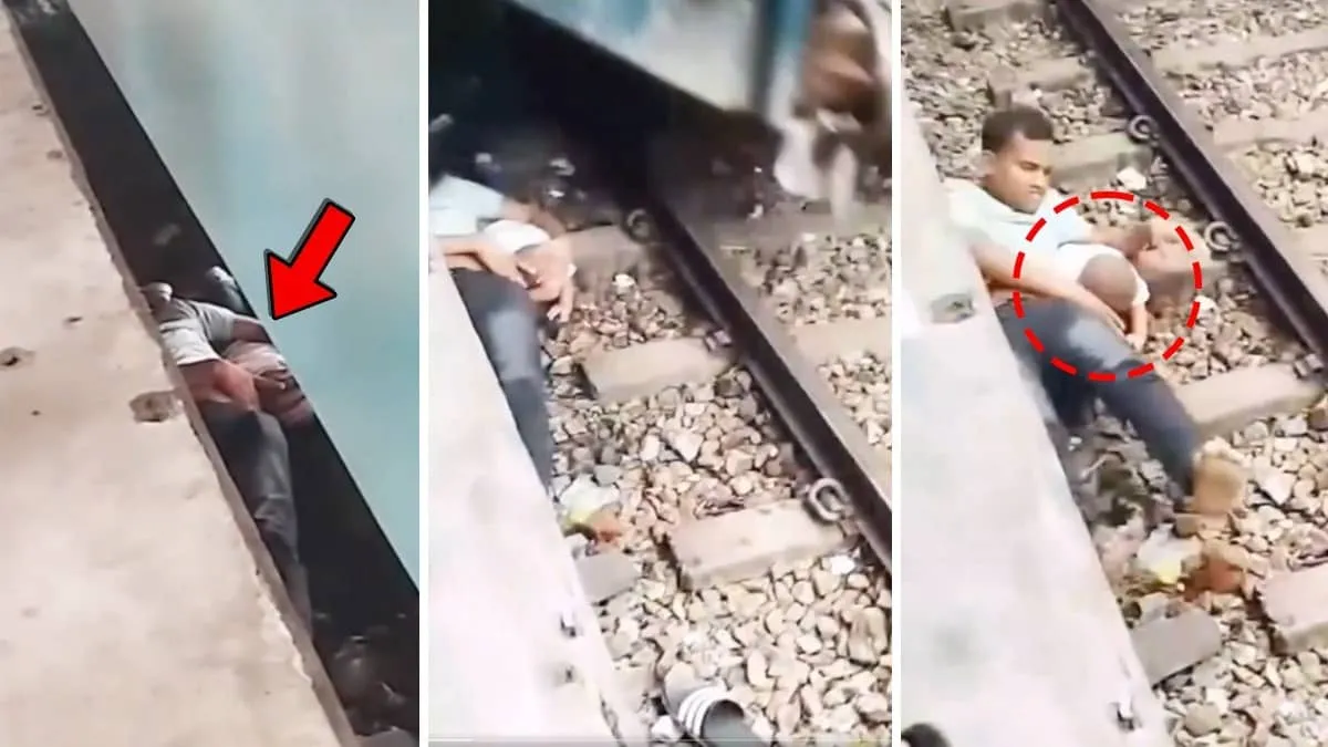 Father shields son from speeding train in Bangladesh viral video of pure bravery