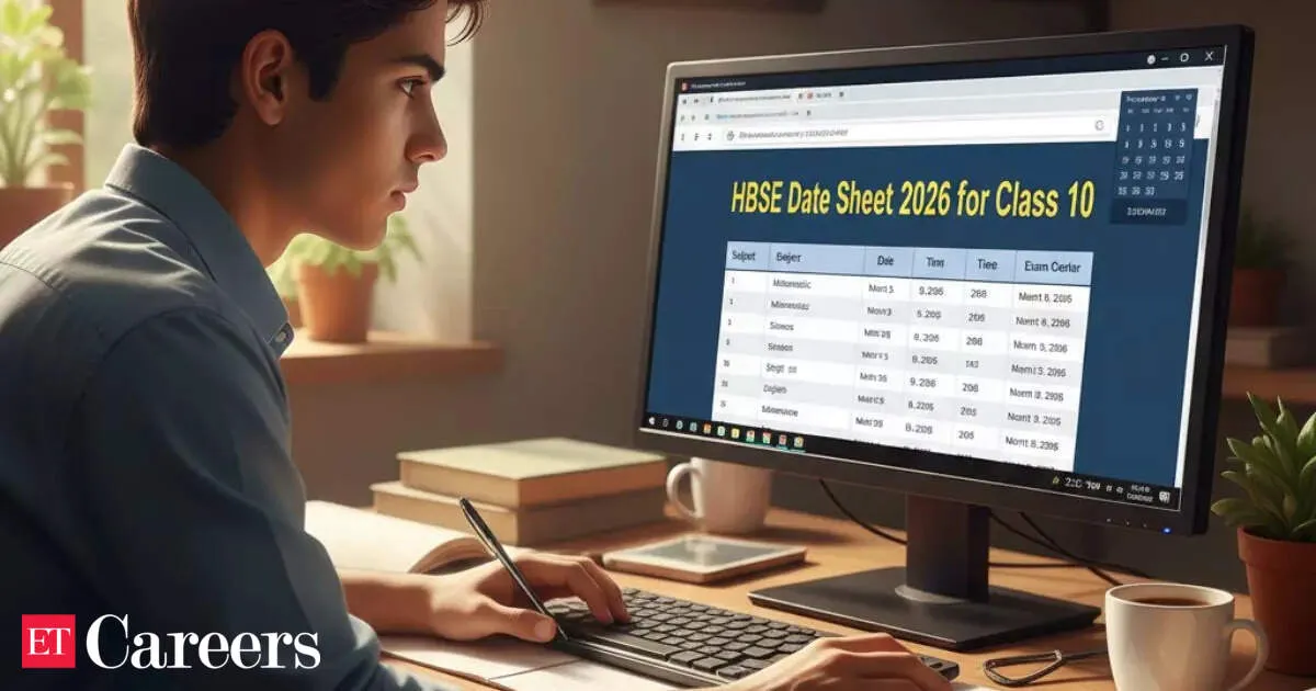 HBSE date sheet 2026 out Class 12 starts Feb 25 Class 10 follows Feb 26 download steps inside