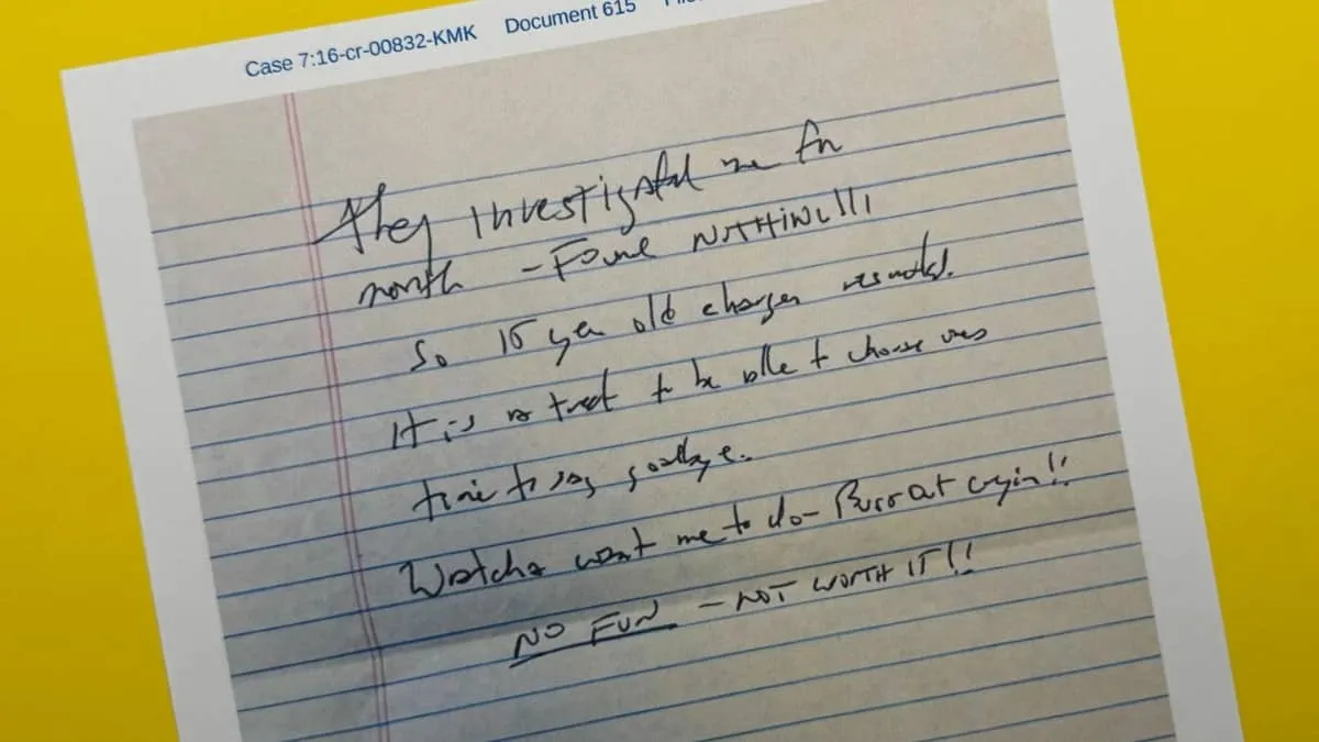Handwriting on Epstein note reportedly matches jail note found after death
