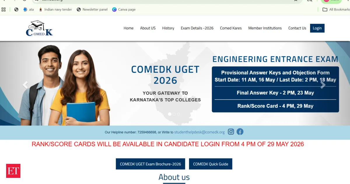 COMEDK UGET 2026 provisional answer key released now on comedk org objection ends May 18