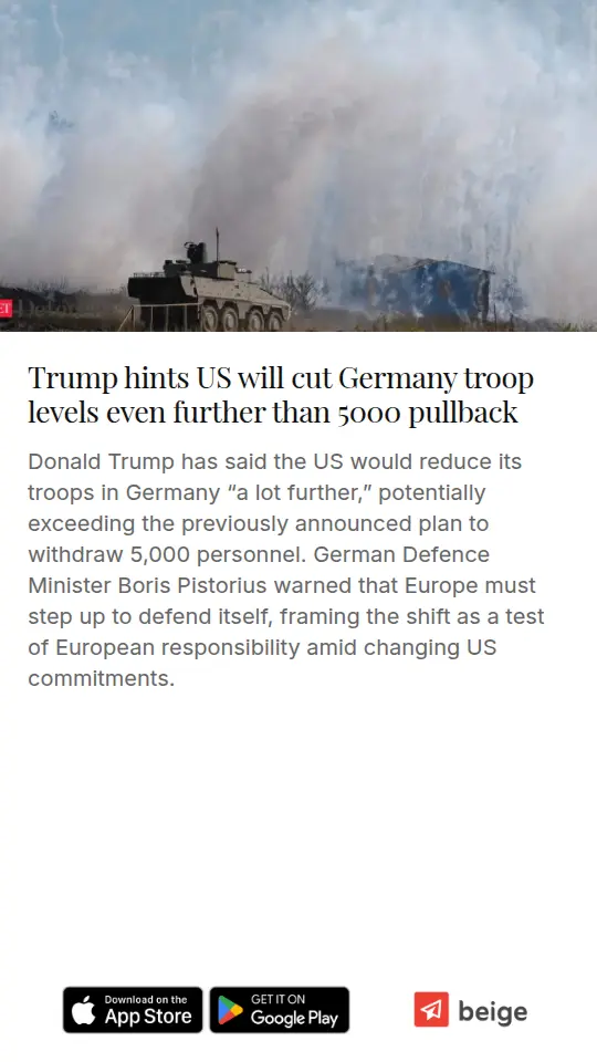 Trump hints US will cut Germany troop levels even further than 5000 pullback