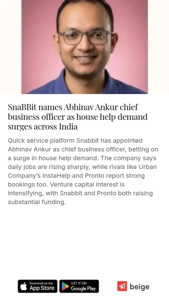 SnaBBit names Abhinav Ankur chief business officer as house help demand surges across India
