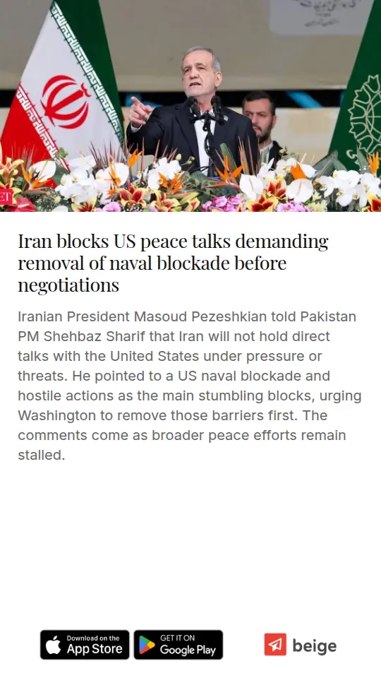 Iran blocks US peace talks demanding removal of naval blockade before negotiations